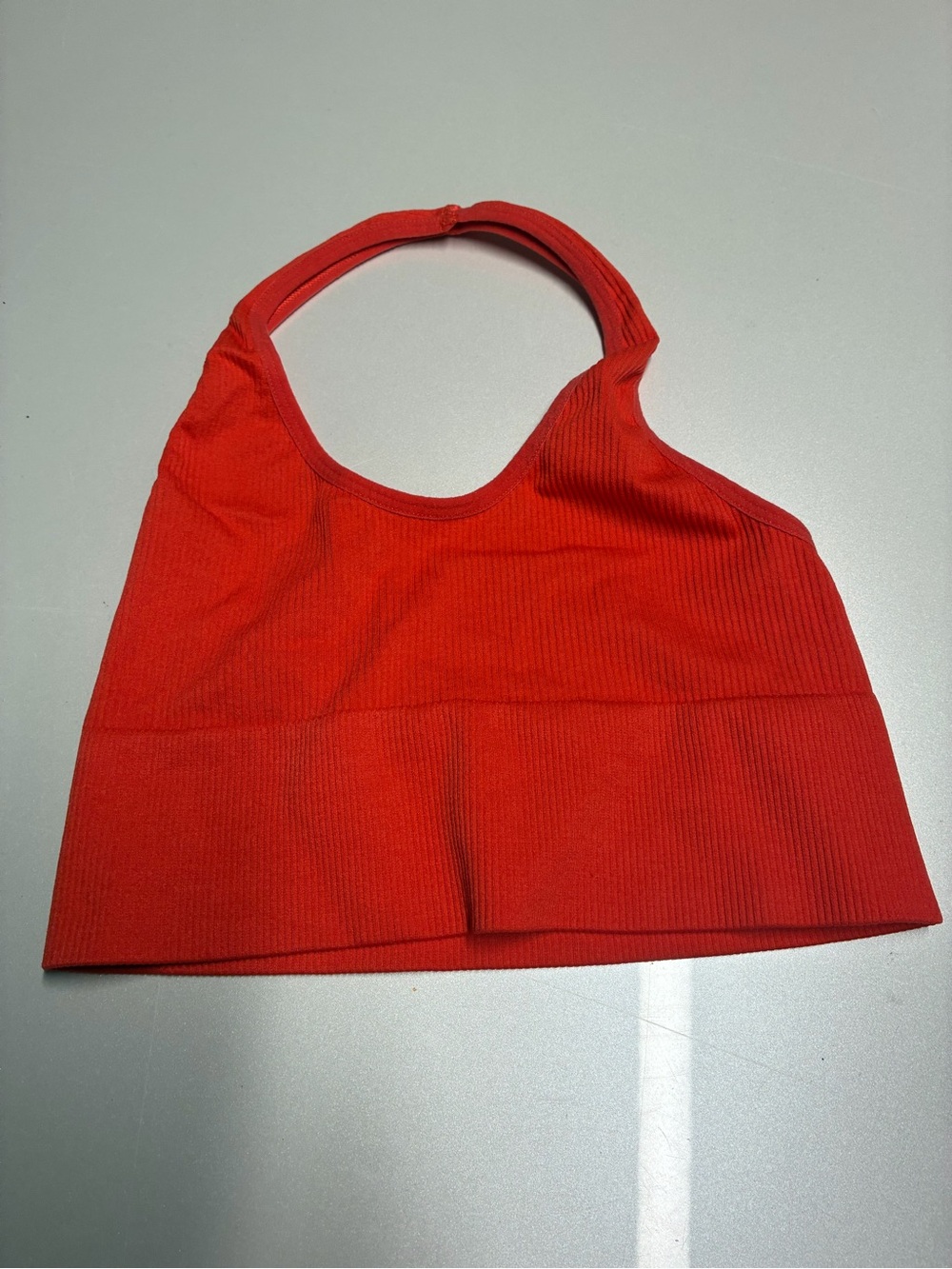 PrettyLittleThing dark red seamless halter neck gym top size XS